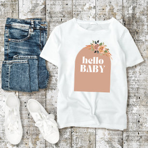Hello Baby, Boho Modern Baby Shower mum-to-be T-Shirt