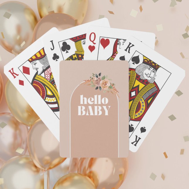 Hello Baby, Boho Modern Baby Shower Playing Cards (Creator Uploaded)