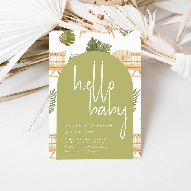Hello Baby Boho Safari Baby Shower Party Invite (Creator Uploaded)