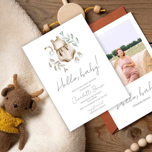 Hello Baby Boho Watercolor Baby Shower Invitation (Creator Uploaded)