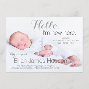 Hello Baby Boy Birth Announcements