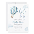 Hello Baby Boy Blue Hot Air Balloon Baby Shower