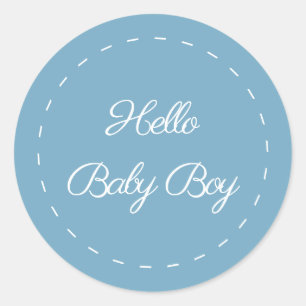 Hello Baby Boy   Classic Round Sticker