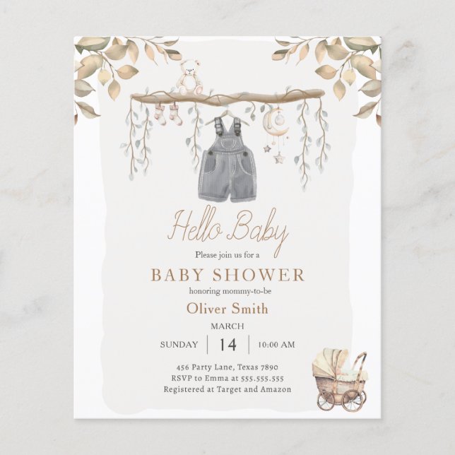 Hello Baby Boy Clothes Boho Bohemian Baby Shower (Front)