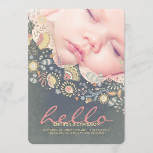 Hello Baby Cute Birth Announcements