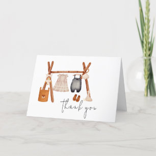 Hello Baby   Cute Boho Clothes Baby Shower  Thank You Card
