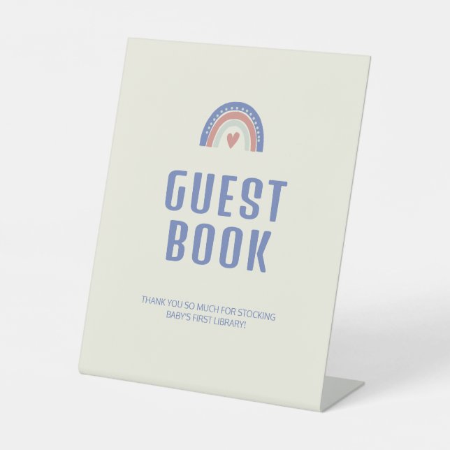 Hello Baby Cute Boho Guest Book Baby Shower  Pedestal Sign (Front)