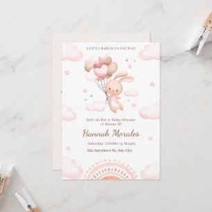 Hello Baby   Cute Bunny Baby Shower Invitation