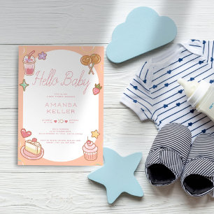 Hello Baby! Cute Pastel Dessert Baby Shower Invitation