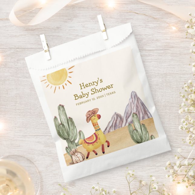 Hello Baby Desert Cactus Llama Cowboy Baby Shower Favour Bags (Clipped)