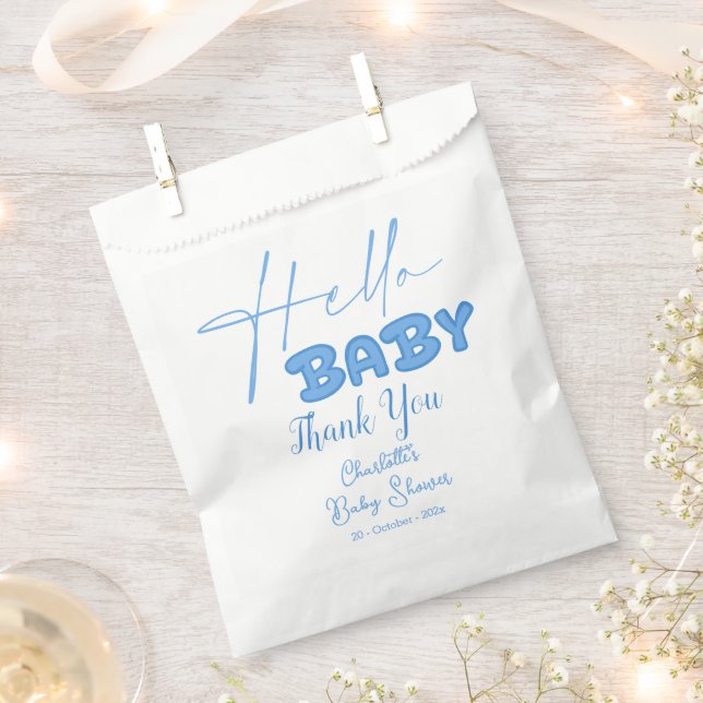 Hello Baby Elegant Baby Shower Favour Bags (Clipped)