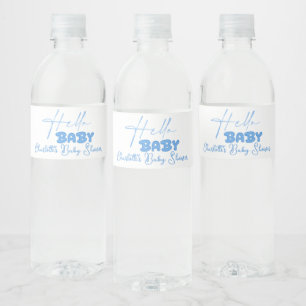 Hello Baby Elegant Baby Shower Water Bottle Label