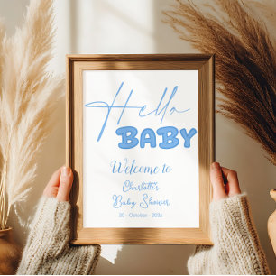 Hello Baby Elegant Baby Shower Welcome Poster