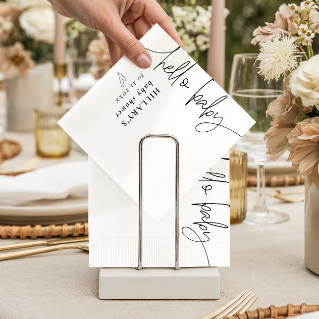 Hello Baby Elegant Calligraphy Baby Shower Napkin (Creator Uploaded)