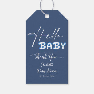 Hello Baby Elegant Dark Blue Baby Shower Gift Tags