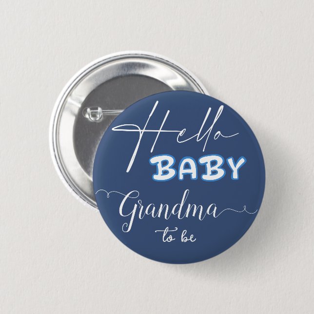 Hello Baby Elegant Dark Blue Grandma-to-be 6 Cm Round Badge (Front & Back)