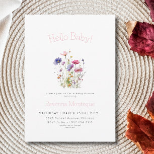 Hello Baby Elegant Wildflower Floral Baby Shower  Invitation