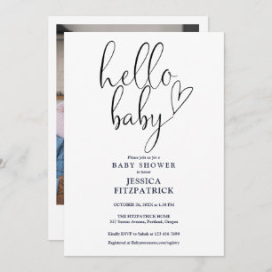 Hello Baby Gender Neutral Photo Baby Shower Invitation