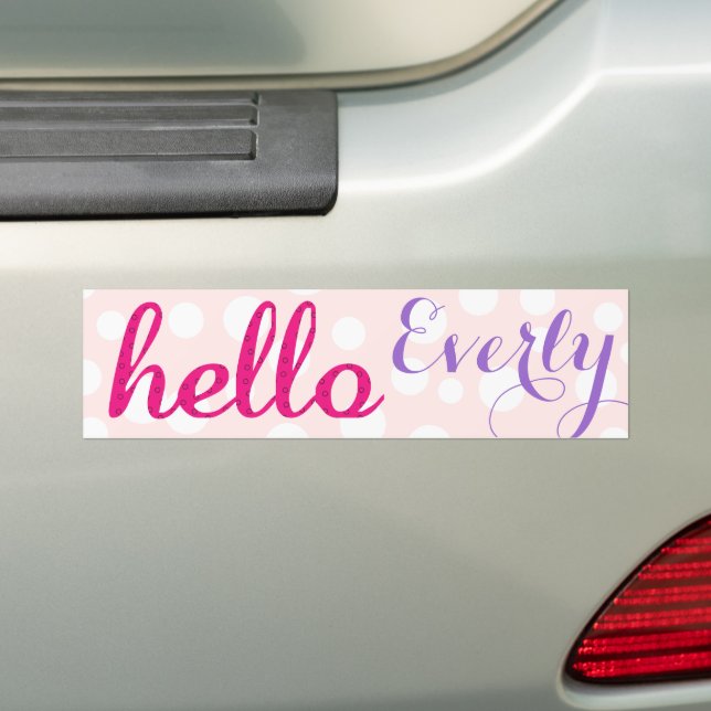 Hello Baby Girl Cute Colourful Pink Purple  Bumper Sticker (On Car)