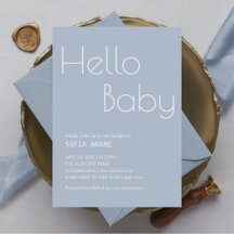 Hello Baby Minimal Clean Blue Typography Boy