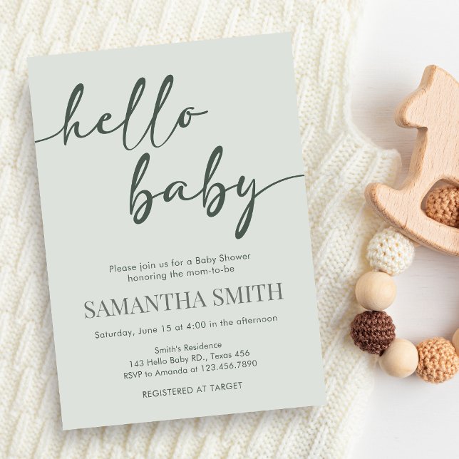 Hello Baby Minimalist Baby Shower Invitation (Hello Baby Baby Shower Invitation)