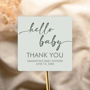 Hello Baby Minimalist Baby Shower Square Sticker