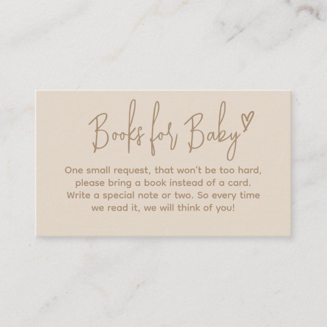 Hello Baby Minimalist Gender Neutral Book Request Enclosure Card (Front)