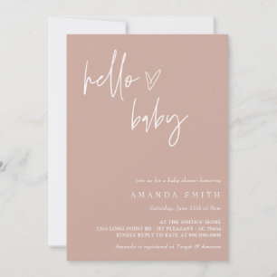 Hello Baby Minimalist Girl Boho Baby Shower Invitation