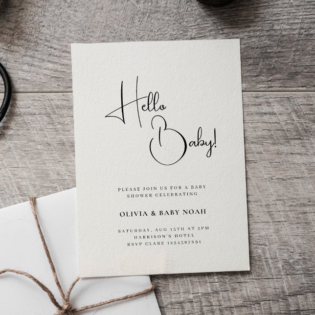 Hello Baby Modern Baby Shower Invitation (Creator Uploaded)