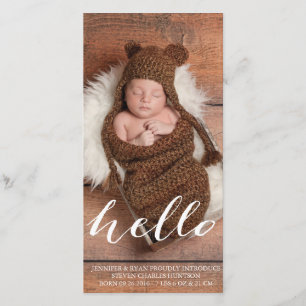 HELLO BABY MODERN BIRTH ANNOUNCEMENT PHOTOCARD