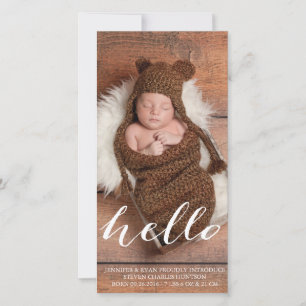 HELLO BABY MODERN BIRTH ANNOUNCEMENT PHOTOCARD