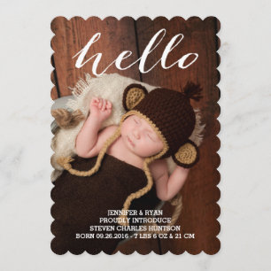 HELLO BABY MODERN BIRTH ANNOUNCEMENT PHOTOCARD