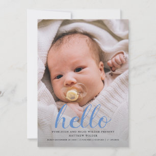 Hello Baby Modern Boy Birth Announcement Photocard