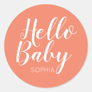 Hello Baby modern classic Round Sticker