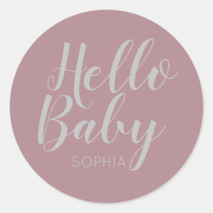 Hello Baby modern classic Round Sticker