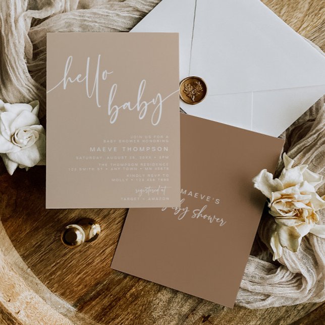 Hello Baby Modern Neutral Baby Shower Invitation (Creator Uploaded)
