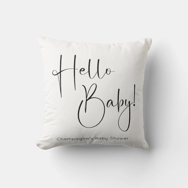 Hello Baby Modern Script Baby Shower Cushion (Front)