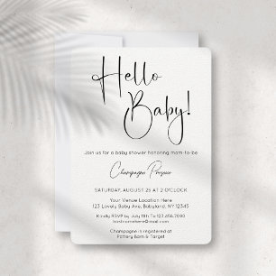 Hello Baby Modern Script Baby Shower Invitation