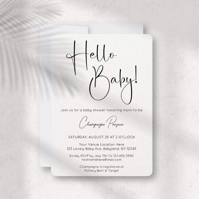 Hello Baby Modern Script Baby Shower Invitation (Creator Uploaded)