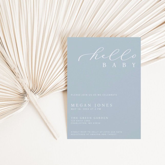 Hello Baby Modern Script Minimalist Baby Shower Invitation (Creator Uploaded)
