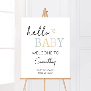 Hello Baby Neutral Minimalist Welcome Poster