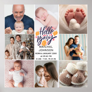 Hello Baby Newborn Baby Birth Stats 8 Photos Poster