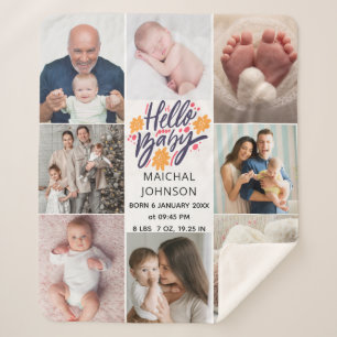 Hello Baby   Newborn Baby Birth Stats 8 Photos Sherpa Blanket