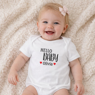 Hello Baby Olivia Red Hearts  Bodysuit