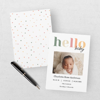 Hello Baby Photo Birth Announcement