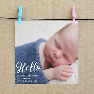 Hello Baby Photo Simple Chic Birth Announcement