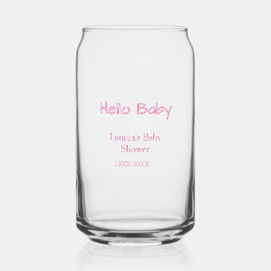 hello baby pink pastel baby shower name date trend can glass