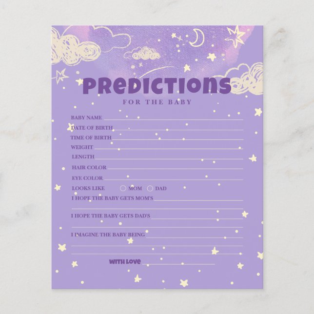 Hello Baby Purple Dream Prediction For Baby Shower (Front)