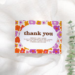 Hello Baby Retro Daisy Baby Shower Thank You<br><div class="desc">Orange and purple retro baby shower thank you cards featuring a chic daisy flower pattern and groovy type. The front of this card features a floral pattern background with a white oval overlay in the centre. The flowery daisy pattern is a hand-drawn cartoon-style pattern with bold colours to match the...</div>