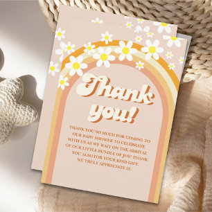 Hello Baby - Retro Groovy Baby Shower Thank You Card